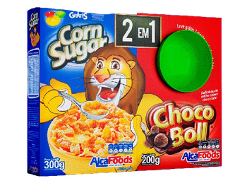 BOLINHA MILHO CORN SUGAR 300G + CHOCO BOLL ALCAFOODS 200G GRATIS TIGELA