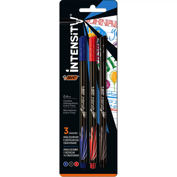 CANETA BIC INTENSITY CORES 0,4MM C/3