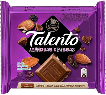 CHOCOLATE GAROTO TALENTO AMENDOAS/PASSAS 85G