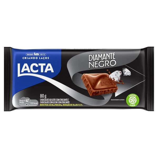 CHOCOLATE LACTA DIAMANTE NEGRO 80G