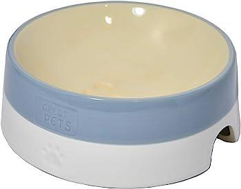 COMEDOURO GREAT PETS P/CAO CERAMICA AZUL/BRANCO GRANDE