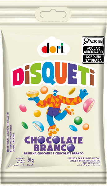 PASTILHA DORI DISQUETI CHOCOLATE BRANCO 60G