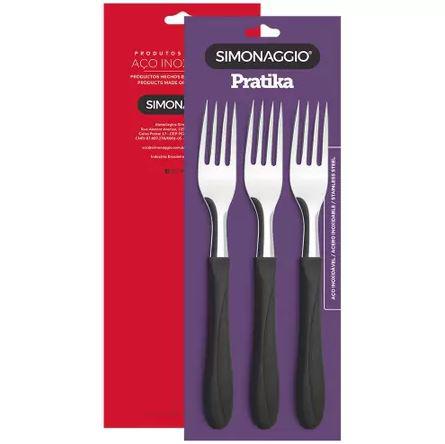 CONJUNTO GARFOS SIMONAGGIO MESA PRATIKA PRETO C/3PCS
