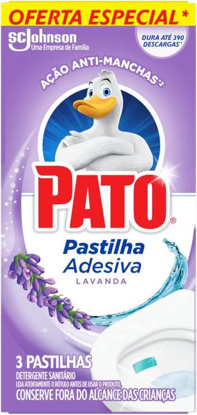 DETERGENTE SANITARIO PATO PASTILHA ADESIVA LAVANDA OFERTA ESPECIAL C/3