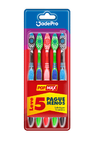 ESCOVA DENTAL JADEPRO POPMAX MACIA LEVE 5 PAGUE MENOS REF.35