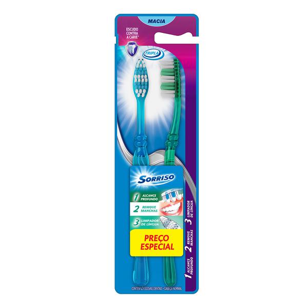 ESCOVA DENTAL SORRISO TRIPLA 123 MACIA PRECO ESPECIAL C/2
