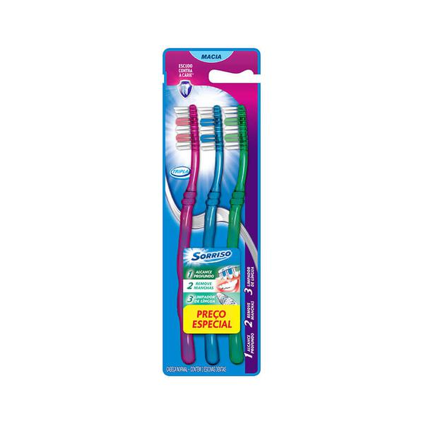 ESCOVA DENTAL SORRISO TRIPLA C/3 REF.1258