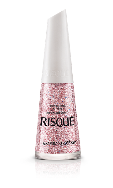 ESMALTE RISQUE GLITTER GRANULADO ROSE 8ML
