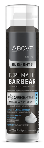 ESPUMA BARBEAR ABOVE C/CARVAO ATIVADO 150ML