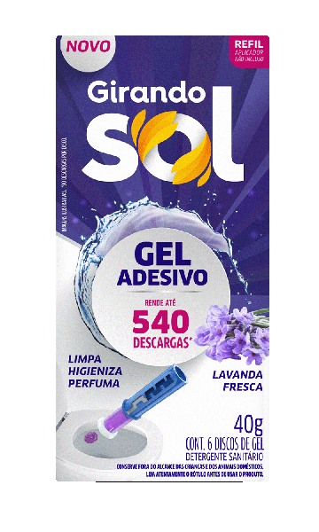 GEL ADESIVO GIRANDO SOL LAVANDA REFIL 40G
