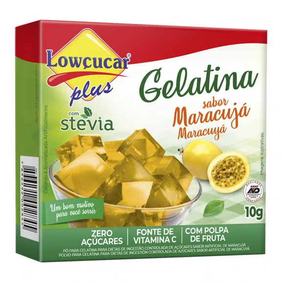 GELATINA LOWCUCAR STEVIA MARACUJA 10G