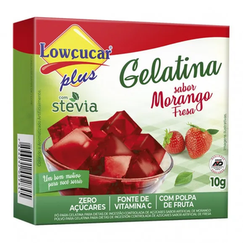 GELATINA LOWCUCAR STEVIA MORANGO 10G