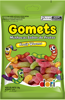 GOMA DORI GOMETS MINHOCA FRUTAS 150G
