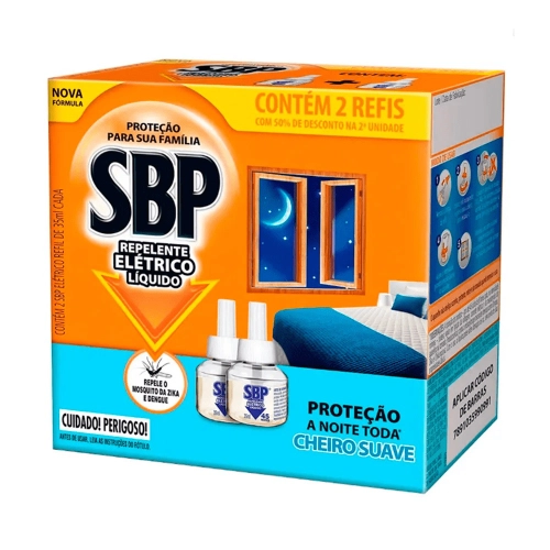 INSETICIDA SBP ELETRICO 45 NOITES REFIL SUAVE 50% SEGUNDA UNIDADE