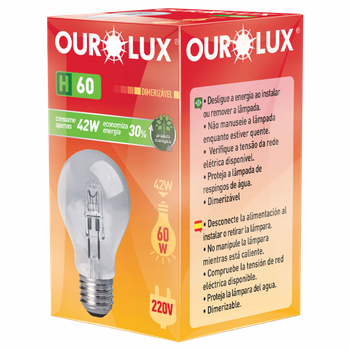 LAMPADA OUROLUX HALOGENA H60 42W 220V REF.02133