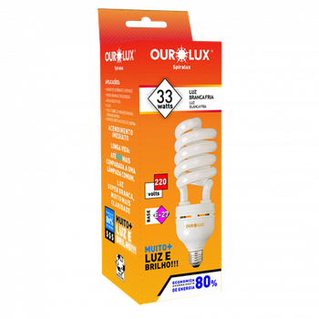 LAMPADA OUROLUX SPIRALUX E27 33W 220V REF.04248