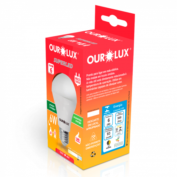 LAMPADA OUROLUX SUPERLED 6W 6500K BIVOLT  REF.20021