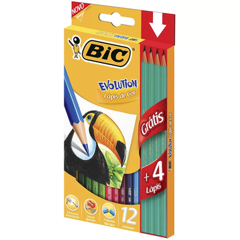 LAPIS DE COR BIC SEXTAVADO 12 CORES + 4 LAPIS ESCREVER