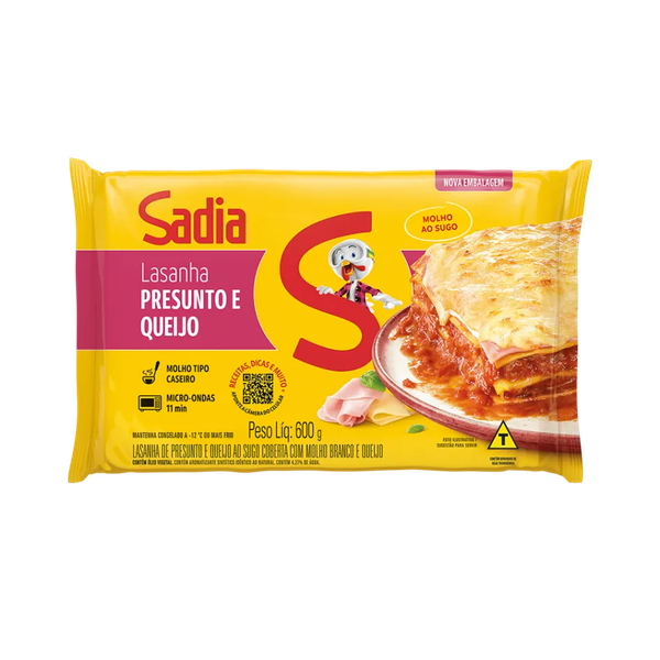 LASANHA SADIA PRESUNTO/QUEIJO 600G