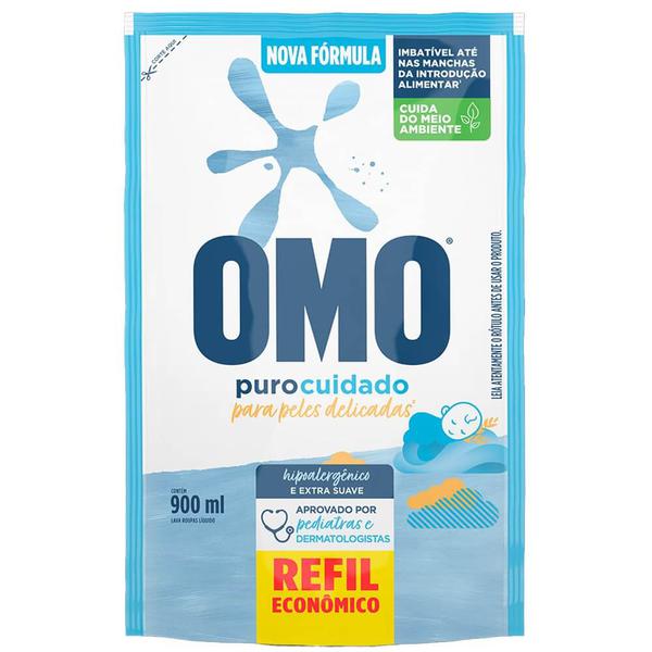 LAVA ROUPAS OMO LIQUIDO PURO CUIDADO REFIL 900ML