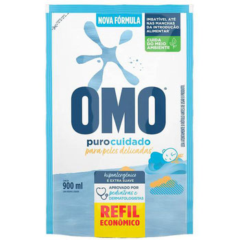 LAVA ROUPAS OMO LIQUIDO PURO CUIDADO REFIL 900ML