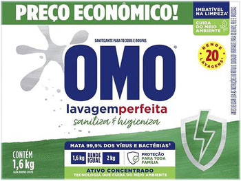 LAVA ROUPAS OMO PO LAVAGEM PERFEITA SANITIZANTE PRECO ECONOMICO 1,6KG