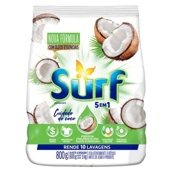 LAVA ROUPAS SURF PO 5X1 CUIDADO DO COCO 800G