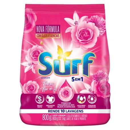 LAVA ROUPAS SURF PO 5X1 ROSAS E FLOR DE LIS 800G