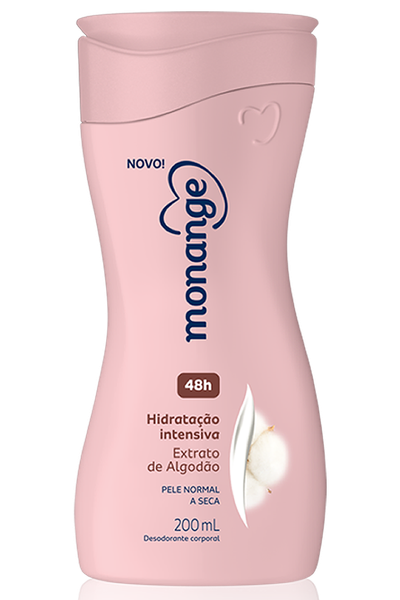 LOCAO HIDRATANTE MONANGE INTENSIVA EXTRATO ALGODAO PELE NORMAL A SECA 200ML