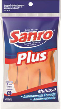 LUVA SANRO PLUS LARANJA TAM.G