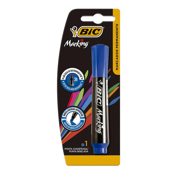 MARCADOR BIC PERMANENTE RECARREGAVEL AZUL