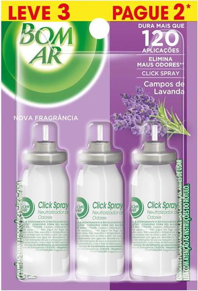 ODORIZADOR AMBIENTE BOM AR CAMPOS DE LAVANDA REFIL 12ML LEVE 3 PAGUE 2