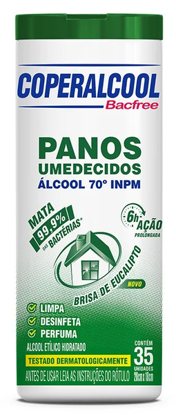 PANO UMEDECIDO COPERALCOOL 70° INPM BRISA DE EUCALIPTO C/35