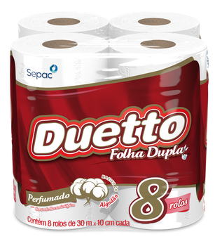PAPEL HIGIENICO DUETTO FOLHA DUPLA PERFUMADO 30MT C/8