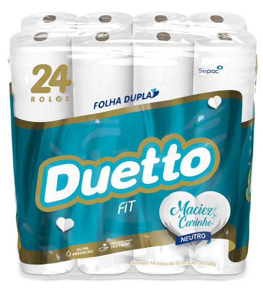 PAPEL HIGIENICO DUETTO NEUTRO FIT C/24 30M