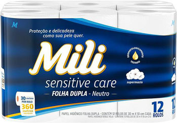 PAPEL HIGIENICO MILI FOLHA DUPLA NEUTRO LEVE 12 PAGUE 11 30M