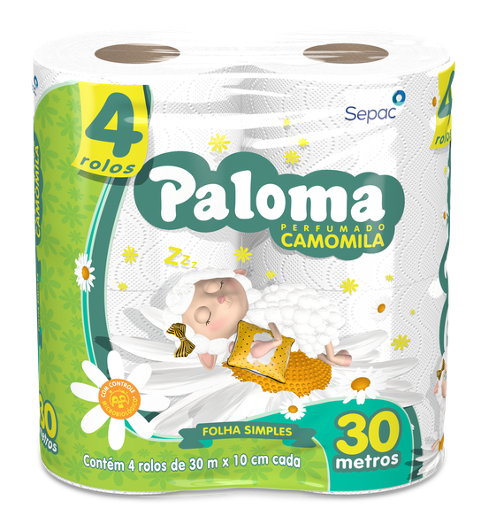 PAPEL HIGIENICO PALOMA CAMOMILA 30MT C/4