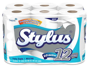 PAPEL HIGIENICO STYLUS FOLHA DUPLA 20MT C/12