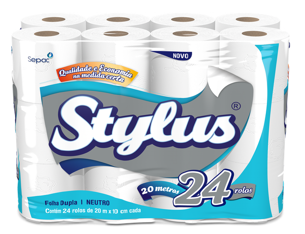 PAPEL HIGIENICO STYLUS FOLHA DUPLA 20MT C/24