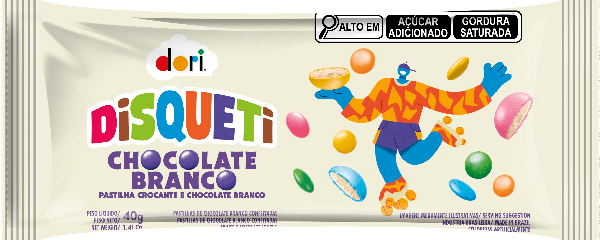 PASTILHA DORI DISQUETI CHOCOLATE BRANCO 40G