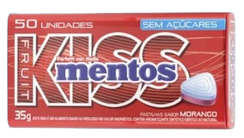 PASTILHA MENTOS KISS FRUIT MORANGO 35G