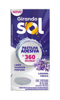 PASTILHA SANITARIA GIRANDO SOL ADESIVA LAVANDA FRESCA 9G