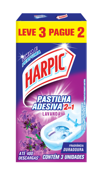 PASTILHA SANITARIA HARPIC ADESIVA 2X1 LAVANDA LEVE 3 PAGUE 2