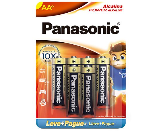 PILHA PANASONIC ALCALINA POWER AA6 LEVE+ PAGUE- C/6