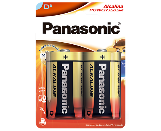 PILHA PANASONIC ALCALINA POWER D2 C/2