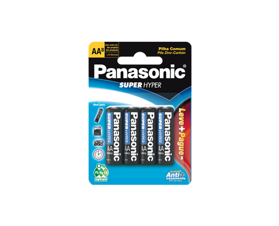 PILHA PANASONIC SUPER HYPER AA8 LEVE+ PAGUE- C/8
