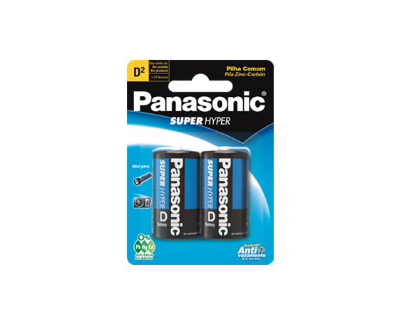 PILHA PANASONIC SUPER HYPER D2 C/2