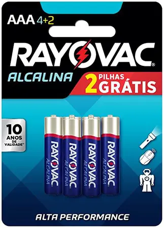 PILHA RAYOVAC ALCALINA AAA LEVE 6 PAGUE 4