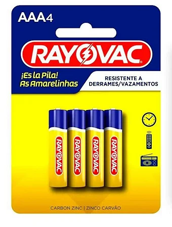 PILHA RAYOVAC AMARELINHA AAA4 C/4