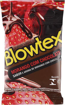 PRESERVATIVO BLOWTEX MORANGO C/CHOCOLATE C/3